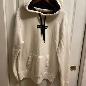 Hollister white hoodie pocket drawstring unisex